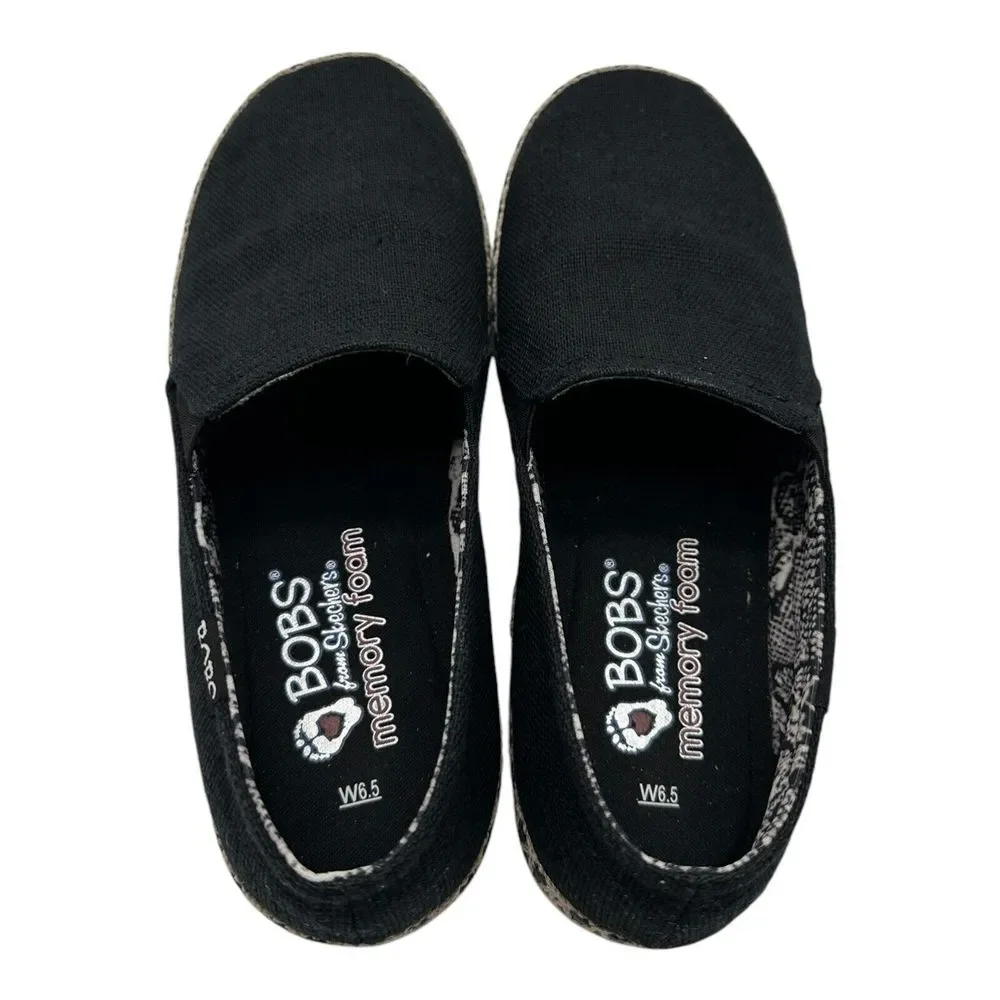 Skechers BOBS Flexpadrille 3.0 Shoes Womens 6.5 Black Slip On Espadrilles 113091